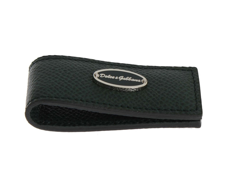 Green Leather Magnet Money Clip-Dolce & Gabbana-LabelTerrace.com
