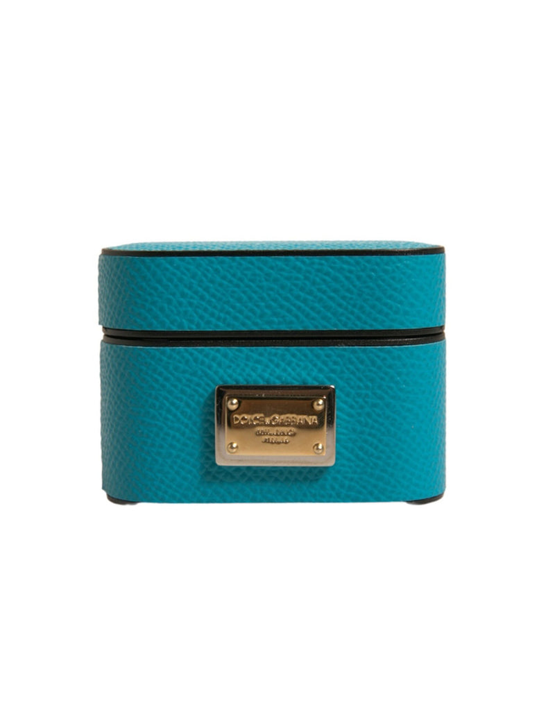 Green Leather Metal Logo Plaque Holder Airpods Case-Dolce & Gabbana-LabelTerrace.com
