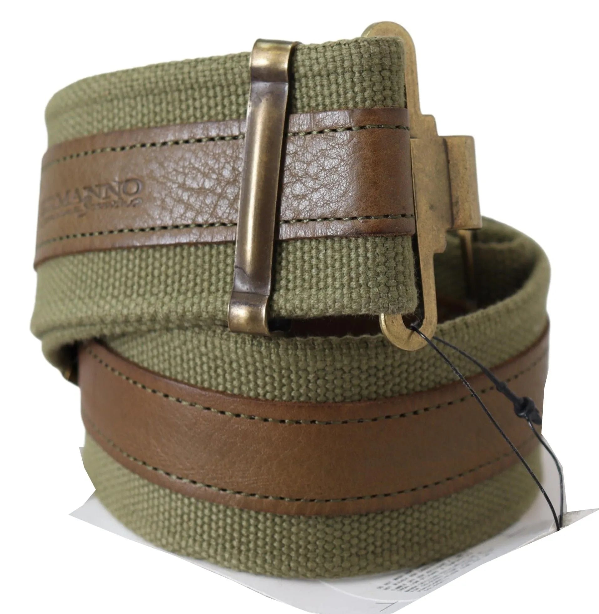 Green Leather Rustic Bronze Buckle Army Belt-Ermanno Scervino-LabelTerrace.com