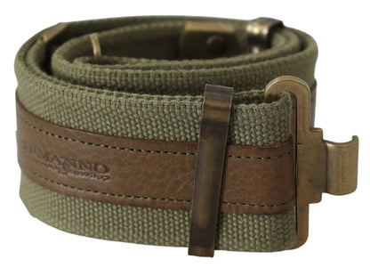 Green Leather Rustic Bronze Buckle Army Belt-Ermanno Scervino-LabelTerrace.com