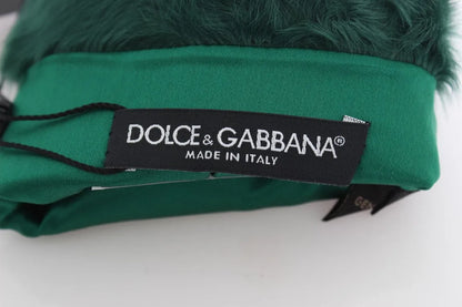 Green Leather Xiangao Fur Elbow Gloves-Dolce & Gabbana-LabelTerrace.com