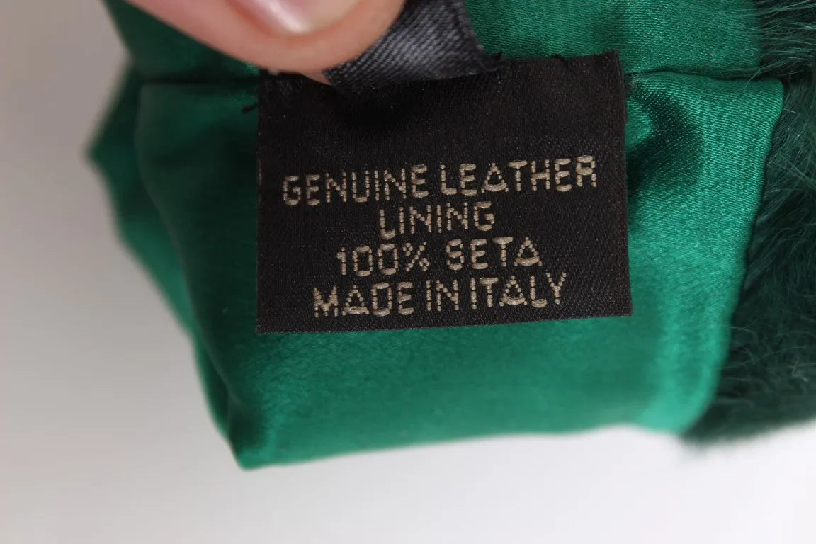 Green Leather Xiangao Fur Elbow Gloves-Dolce & Gabbana-LabelTerrace.com