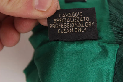 Green Leather Xiangao Fur Elbow Gloves-Dolce & Gabbana-LabelTerrace.com