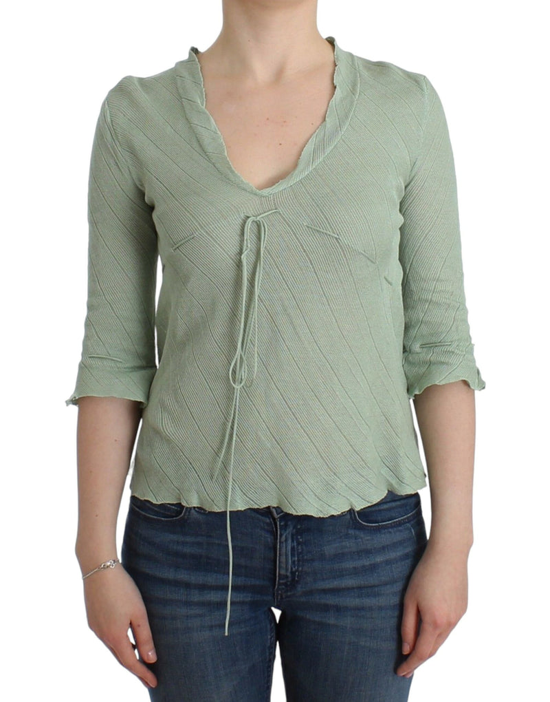 Green Lightweight Knit Sweater Top Blouse-Ermanno Scervino-LabelTerrace.com