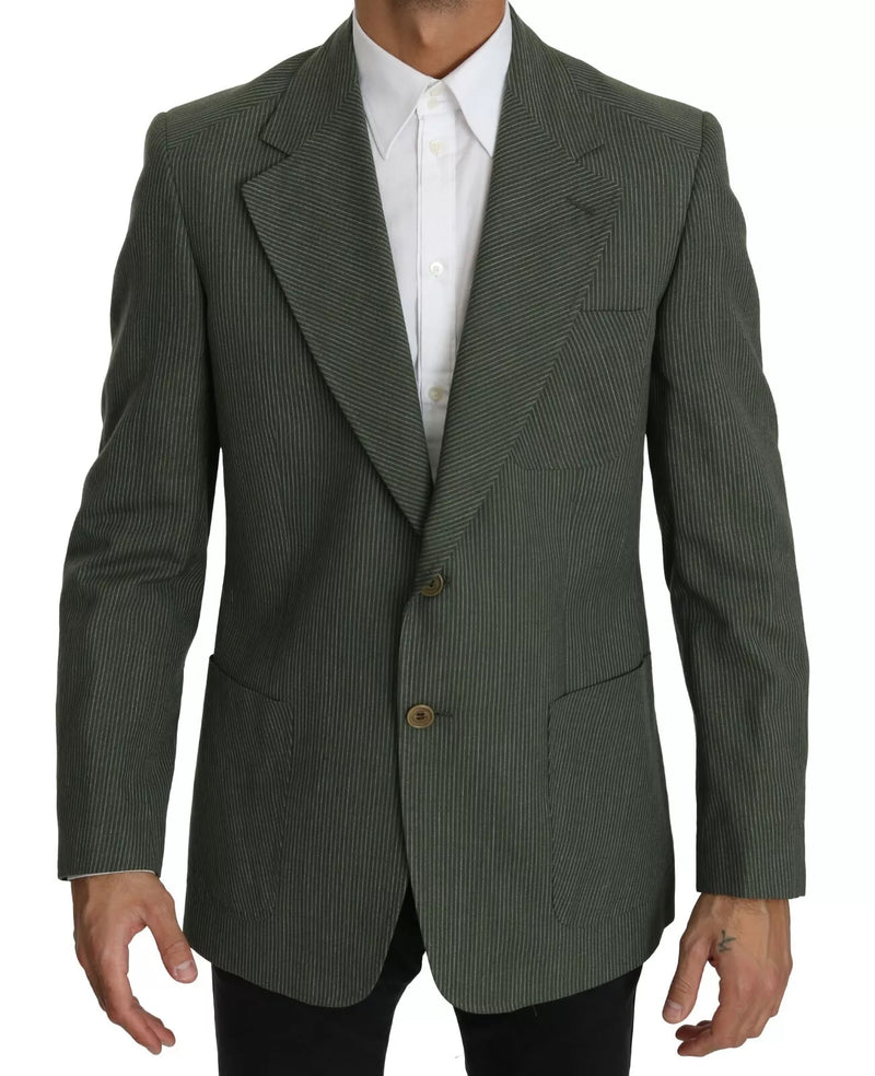 Green Linen Blazer One Piece Single Breasted Jacket-Romeo Gigli-LabelTerrace.com