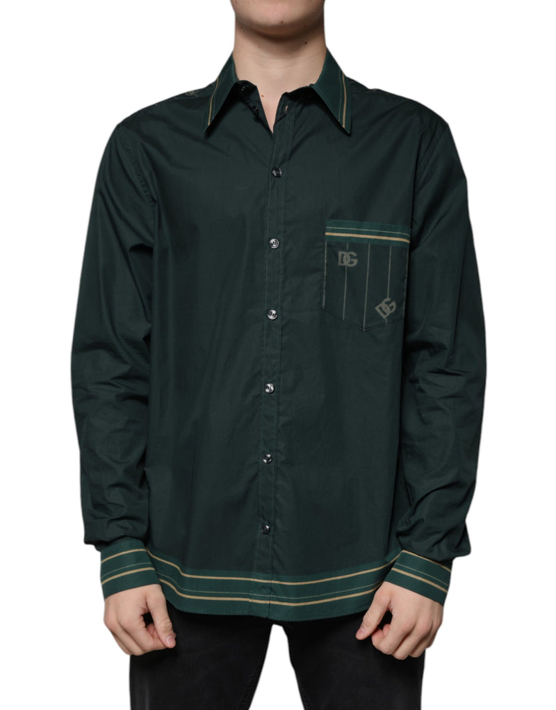 Green Logo Long Sleeve MARTINI Casual Shirt-Dolce & Gabbana-LabelTerrace.com