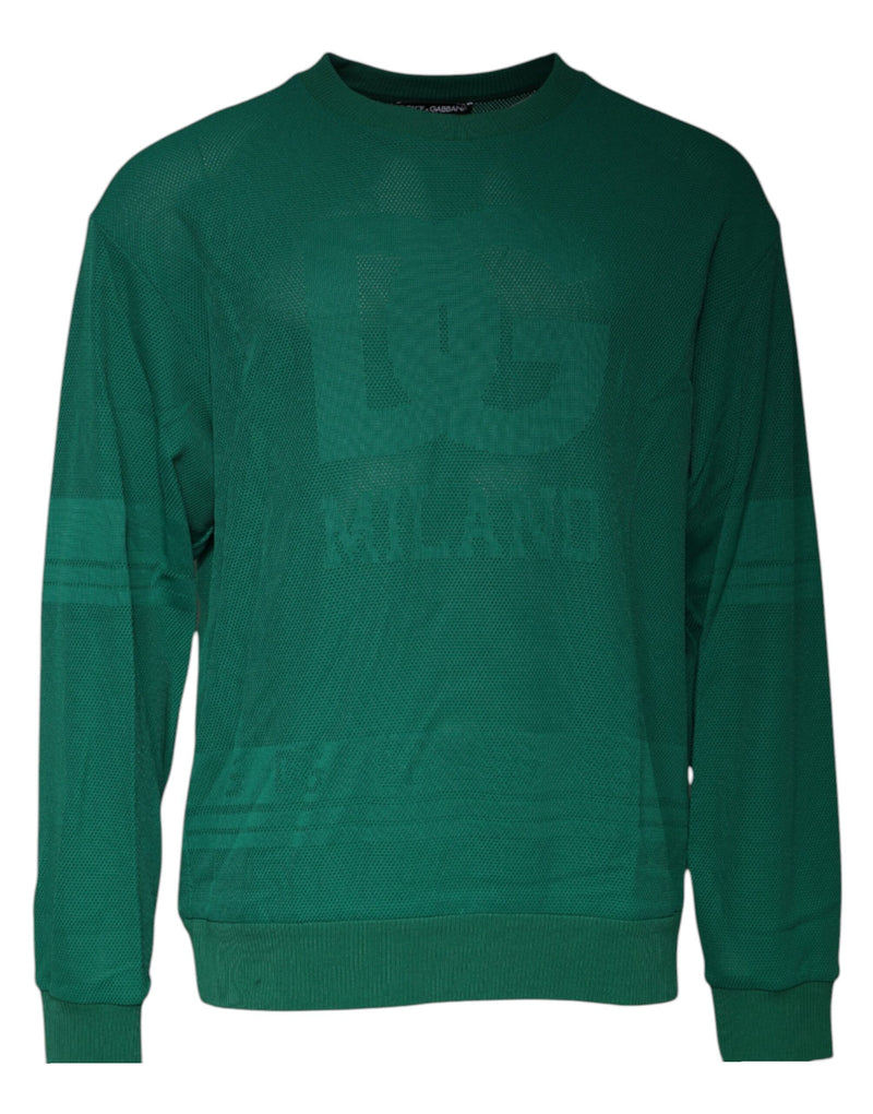 Green Logo Nylon Crew Neck Pullover Sweater-Dolce & Gabbana-LabelTerrace.com