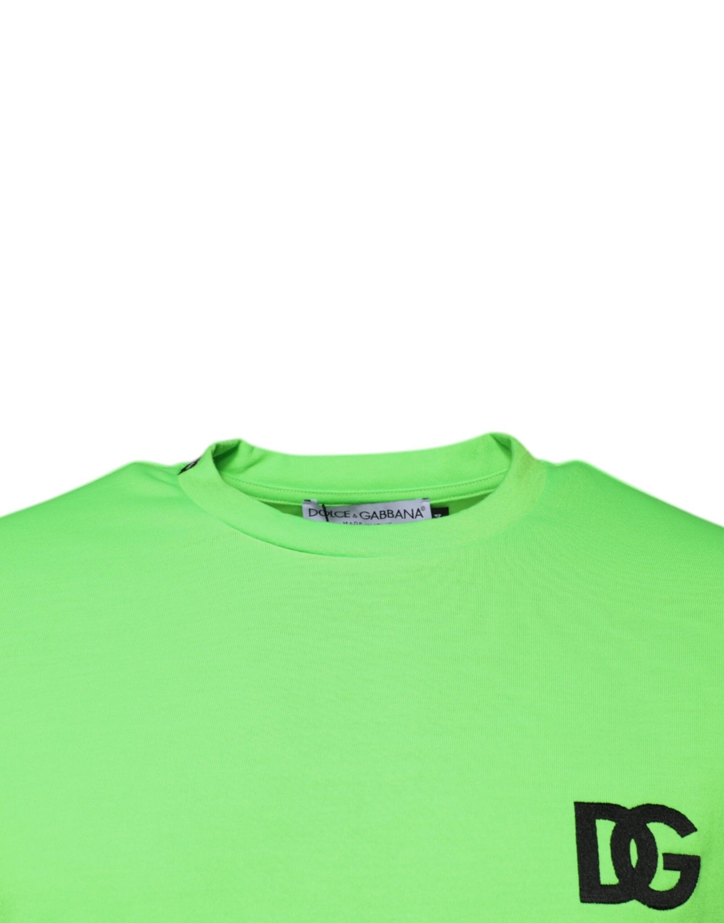 Green Logo Polyester Crew Neck T-shirt-Dolce & Gabbana-LabelTerrace.com