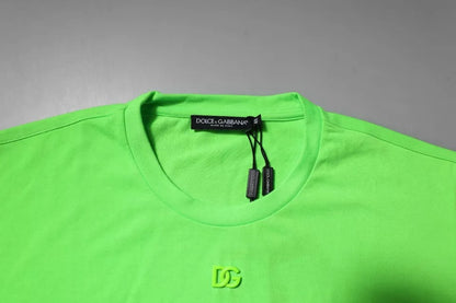 Green Logo Polyester Crew Neck T-shirt-Dolce & Gabbana-LabelTerrace.com
