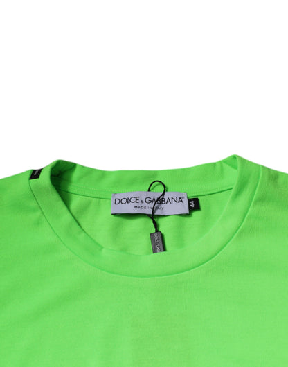 Green Logo Polyester Crew Neck T-shirt-Dolce & Gabbana-LabelTerrace.com