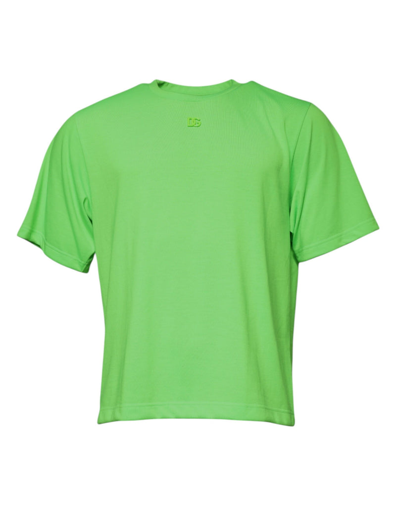 Green Logo Polyester Crew Neck T-shirt-Dolce & Gabbana-LabelTerrace.com