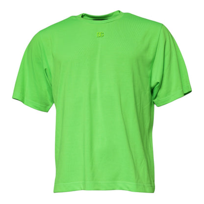 Green Logo Polyester Crew Neck T-shirt-Dolce & Gabbana-LabelTerrace.com