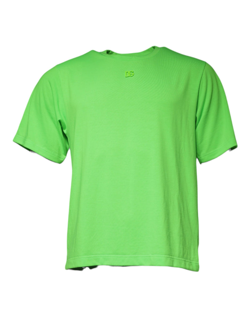 Green Logo Round Neck Short Sleeves T-shirt-Dolce & Gabbana-LabelTerrace.com