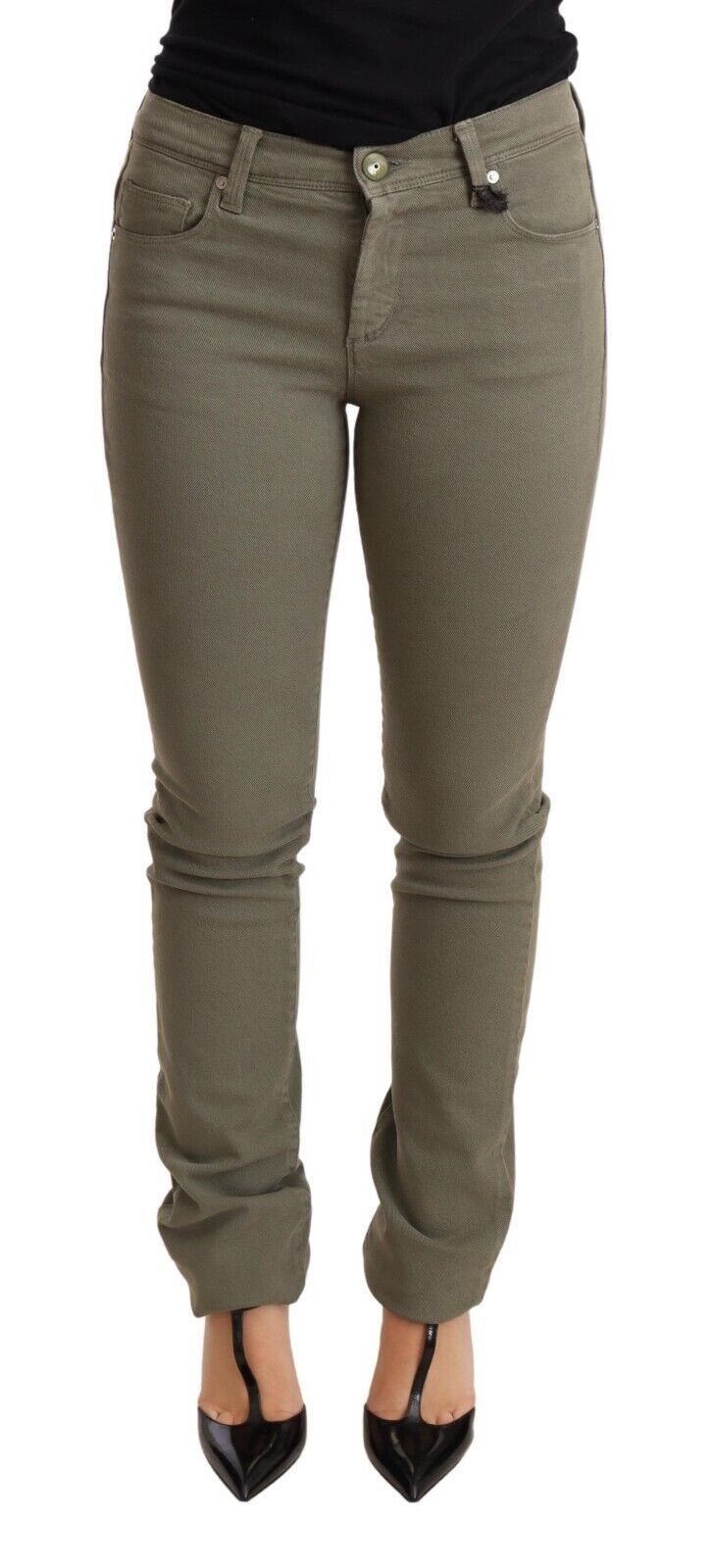 Green Low Waist Skinny Slim Trouser Cotton Jeans-Ermanno Scervino-LabelTerrace.com