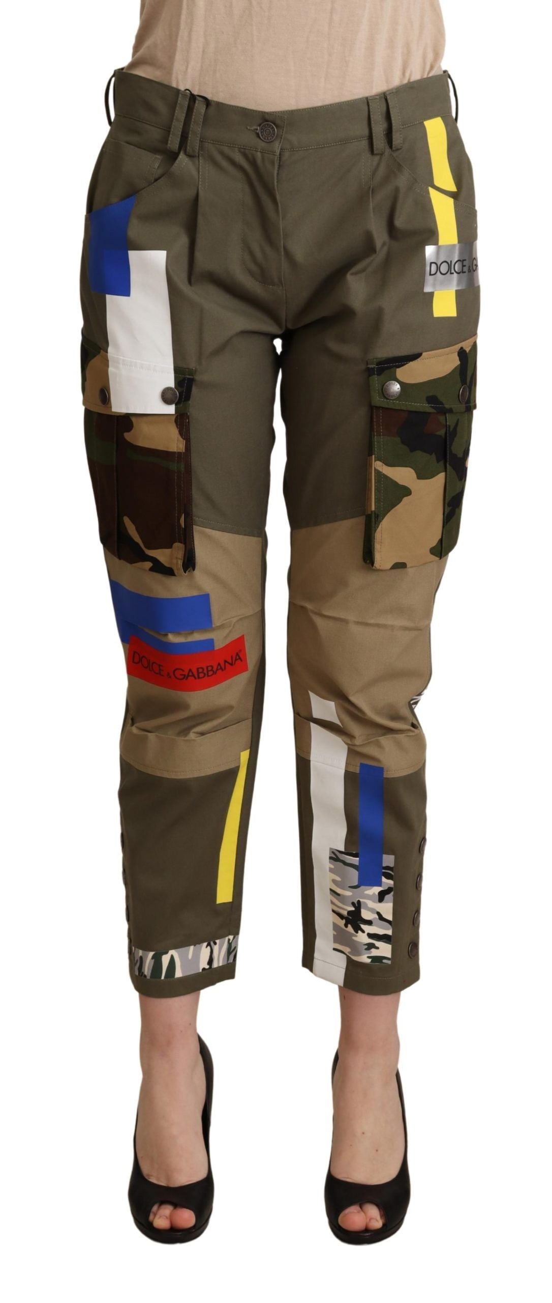 Green Military Cargo Trouser Cotton Pants-Dolce & Gabbana-LabelTerrace.com