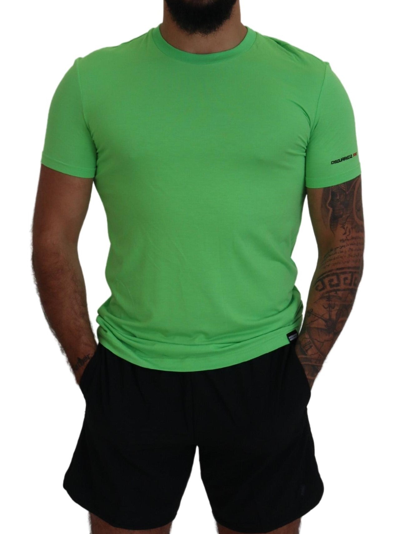 Green Modal Short Sleeves Crewneck T-shirt-Dsquared²-LabelTerrace.com