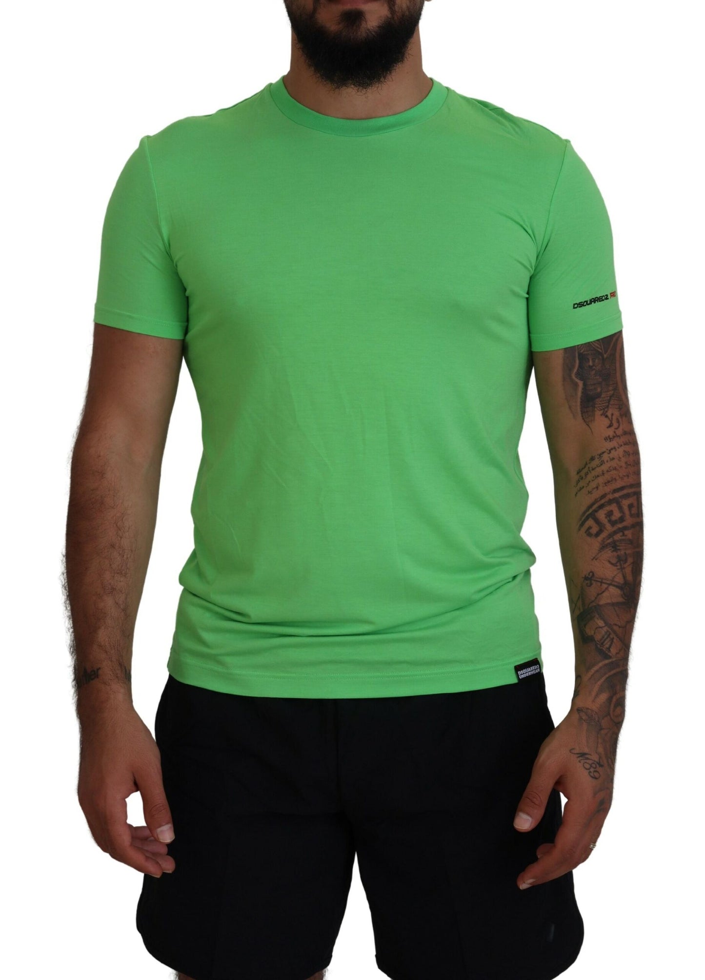 Green Modal Short Sleeves Crewneck T-shirt-Dsquared²-LabelTerrace.com