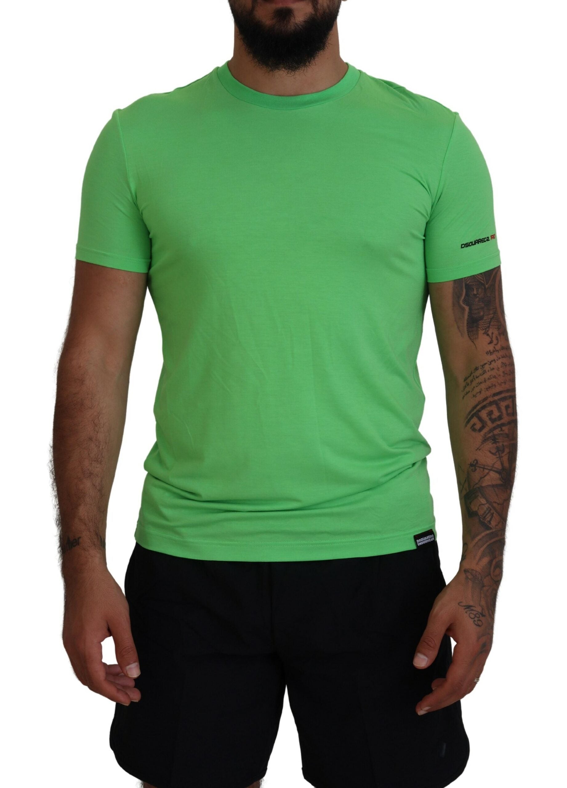 Green Modal Short Sleeves Crewneck T-shirt-Dsquared²-LabelTerrace.com
