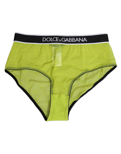 Green Nylon Logo Waistband Brief Panty Underwear