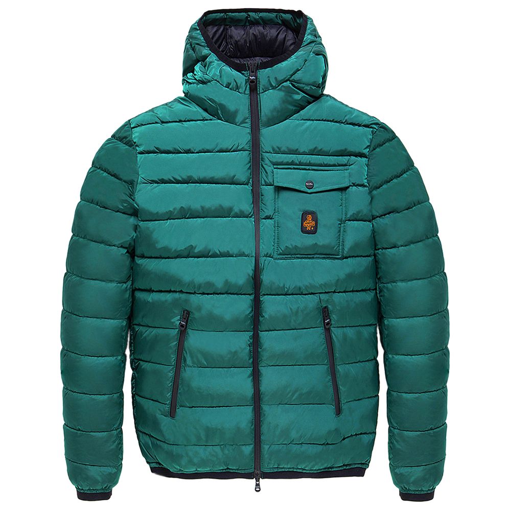 Green Nylon Men Jacket-Refrigiwear-LabelTerrace.com