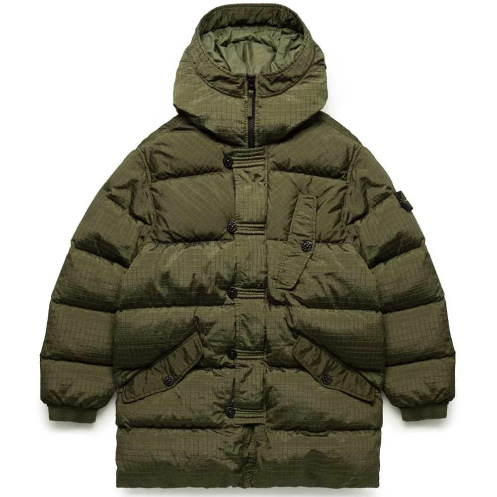 Green Nylon Men Parka-Stone Island-LabelTerrace.com