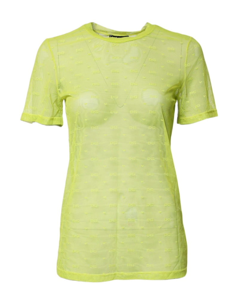 Green Nylon See Through Women Short Sleeves Top-Dolce & Gabbana-LabelTerrace.com