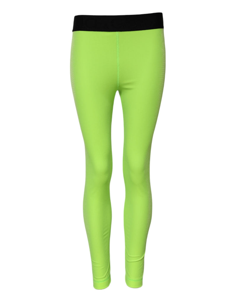 Green Nylon Slim Fit Leggings Pants-Dolce & Gabbana-LabelTerrace.com