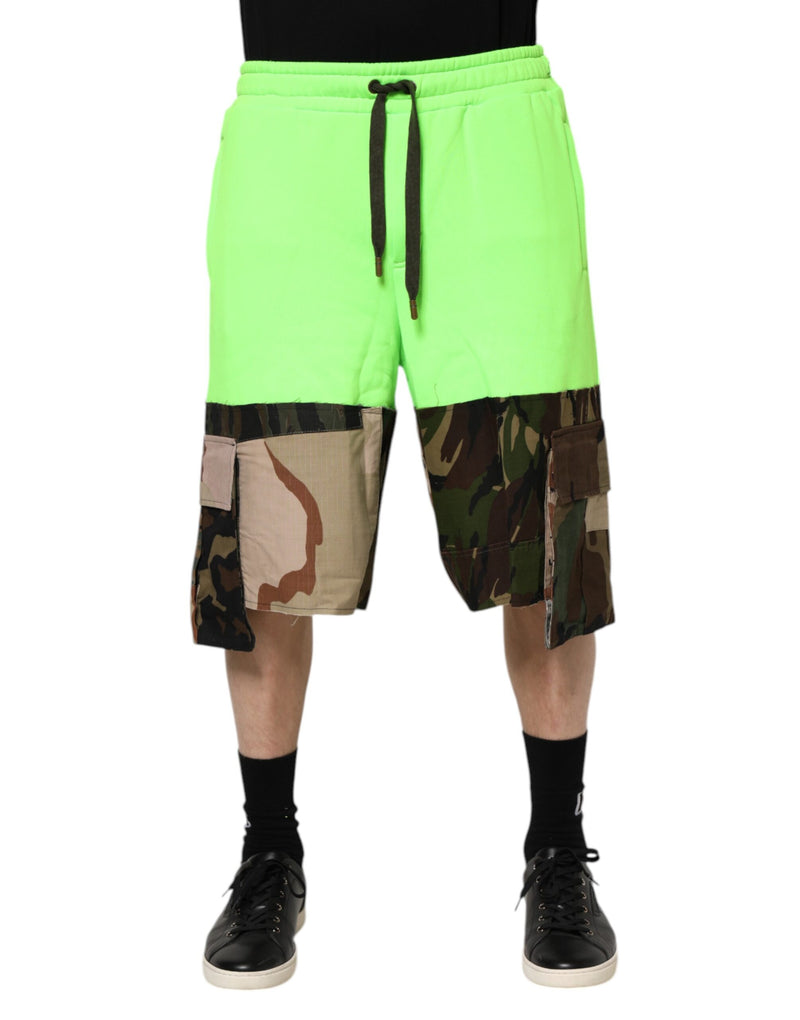 Green Patchwork Cargo Bermuda Men Shorts-Dolce & Gabbana-LabelTerrace.com