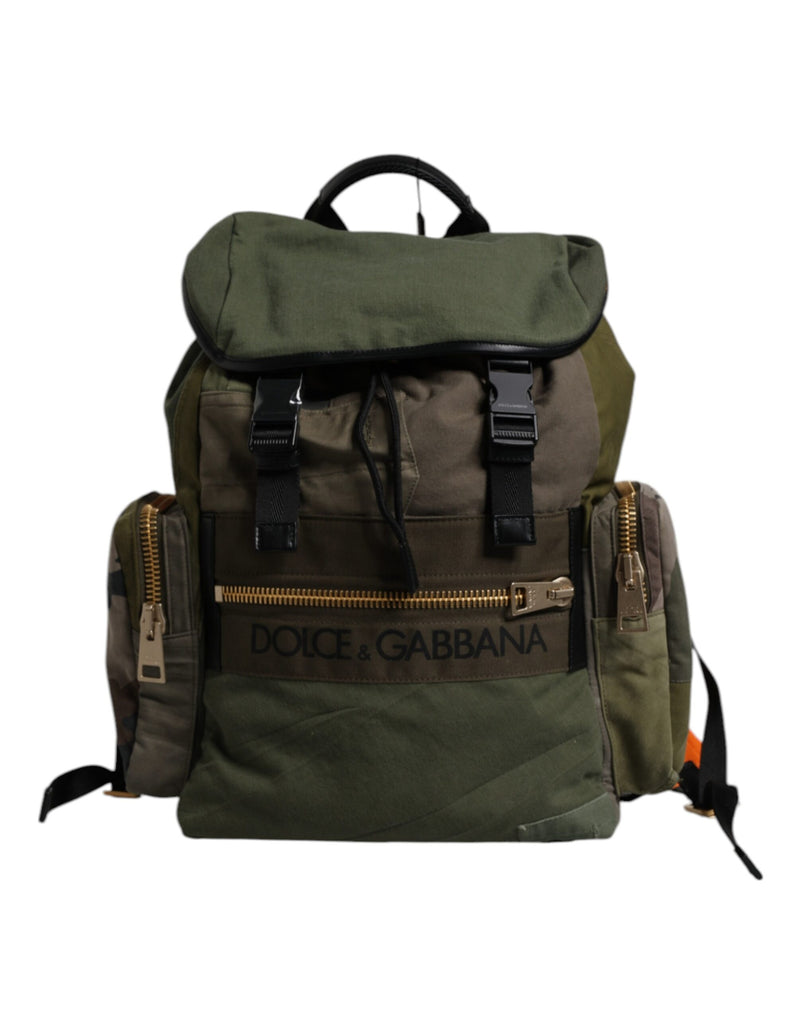 Green Patchwork Travel Backpack Military Bag-Dolce & Gabbana-LabelTerrace.com