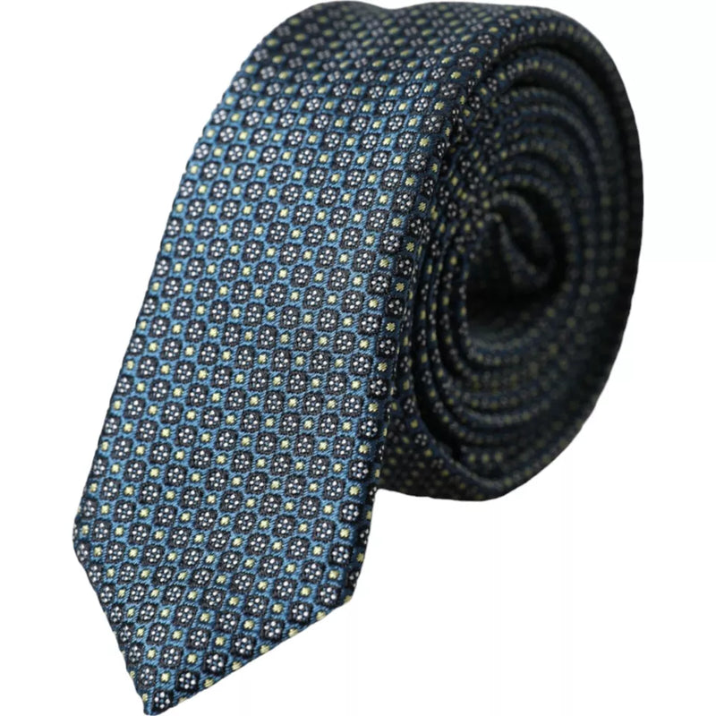 Green Patterned 100% Silk Adjustable Men Tie-Dolce & Gabbana-LabelTerrace.com