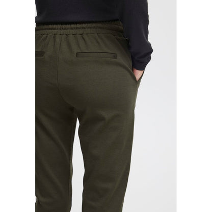 Green Polyester Casual Pants