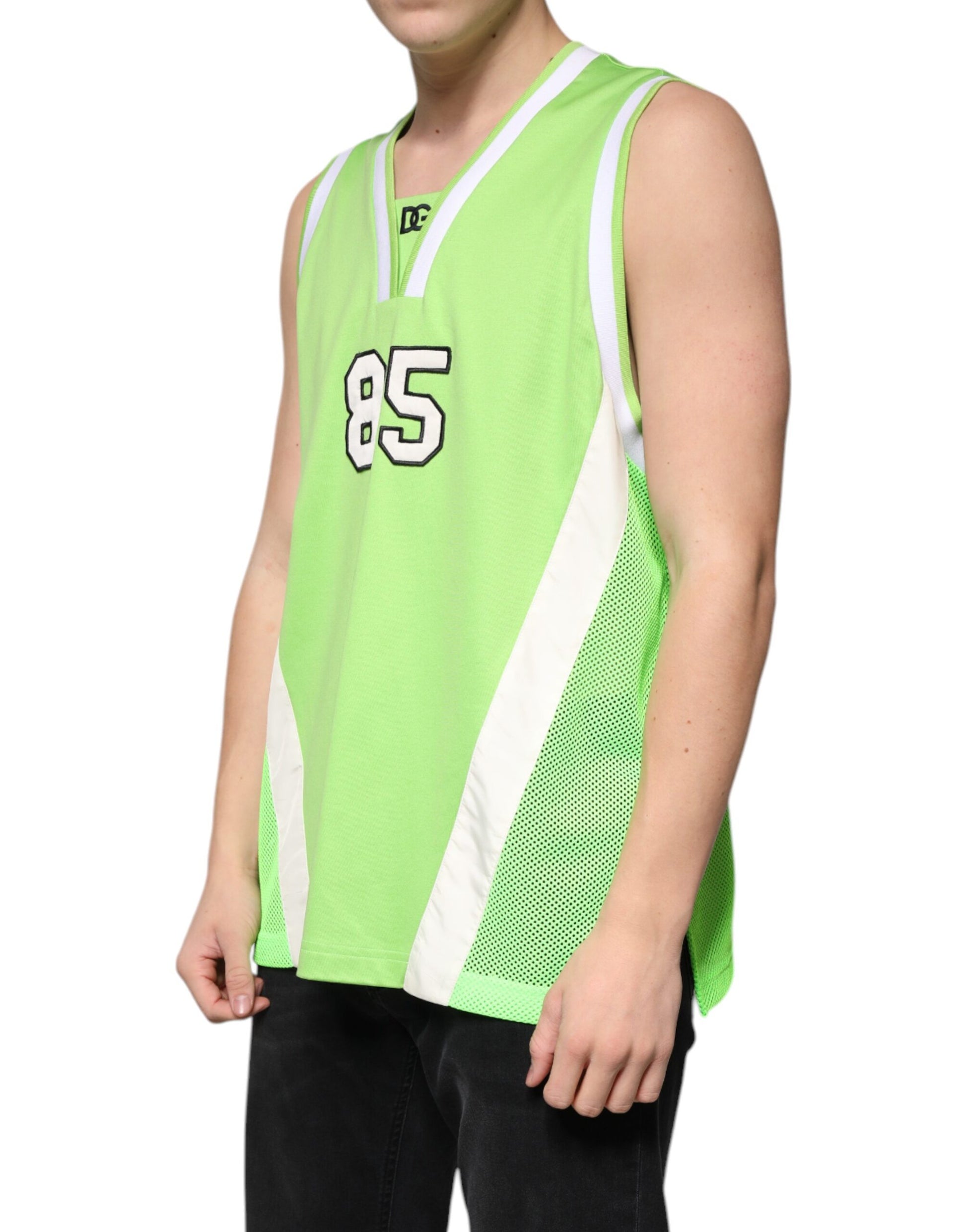 Green Polyester Jersey Sleeveless T-shirt-Dolce & Gabbana-LabelTerrace.com