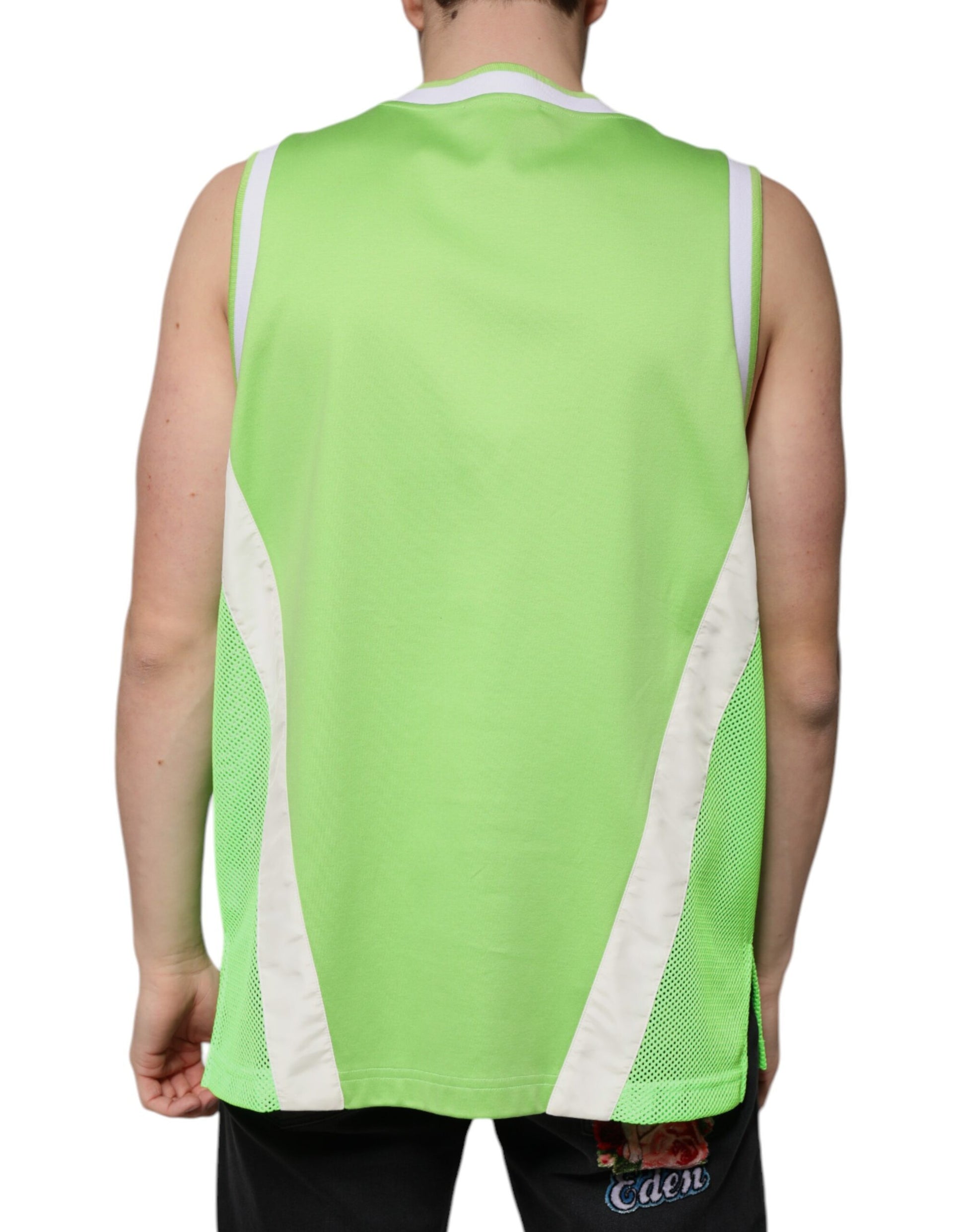 Green Polyester Jersey Sleeveless T-shirt-Dolce & Gabbana-LabelTerrace.com
