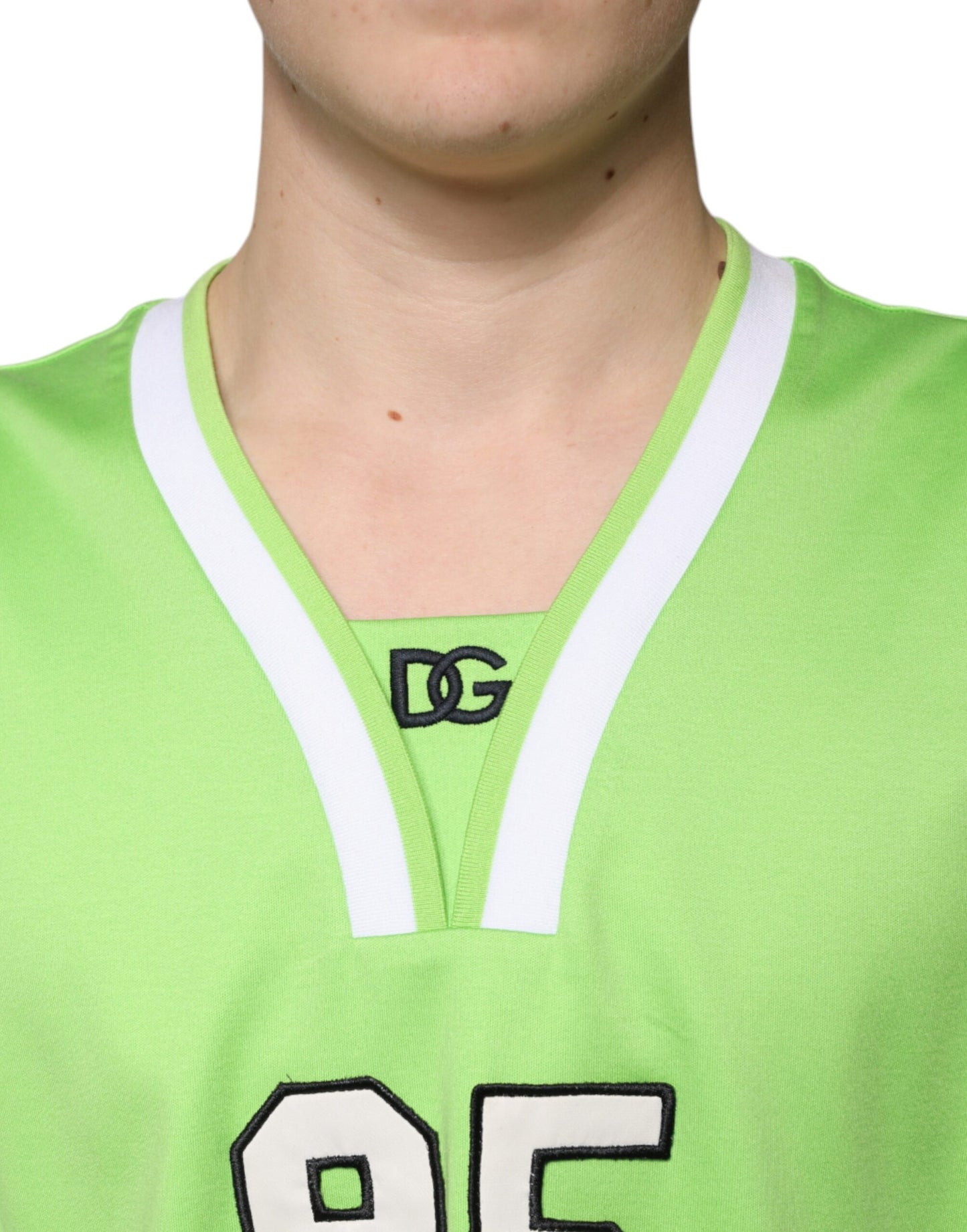 Green Polyester Jersey Sleeveless T-shirt-Dolce & Gabbana-LabelTerrace.com