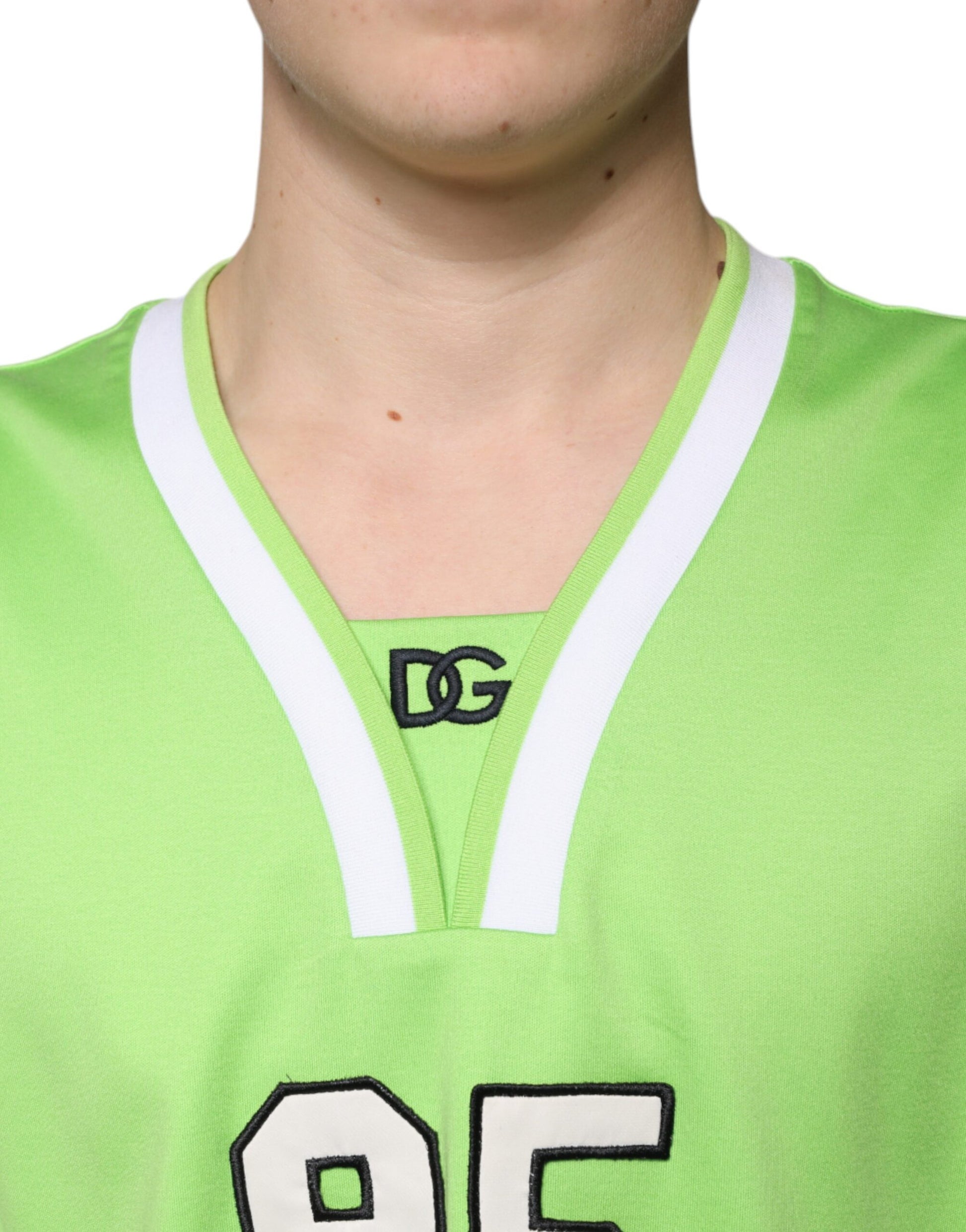 Green Polyester Jersey Sleeveless T-shirt-Dolce & Gabbana-LabelTerrace.com