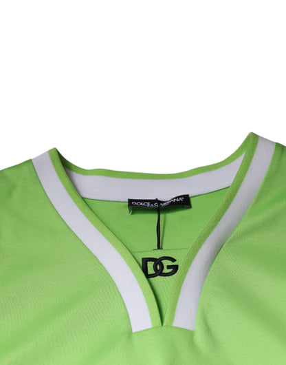 Green Polyester Jersey Sleeveless T-shirt-Dolce & Gabbana-LabelTerrace.com