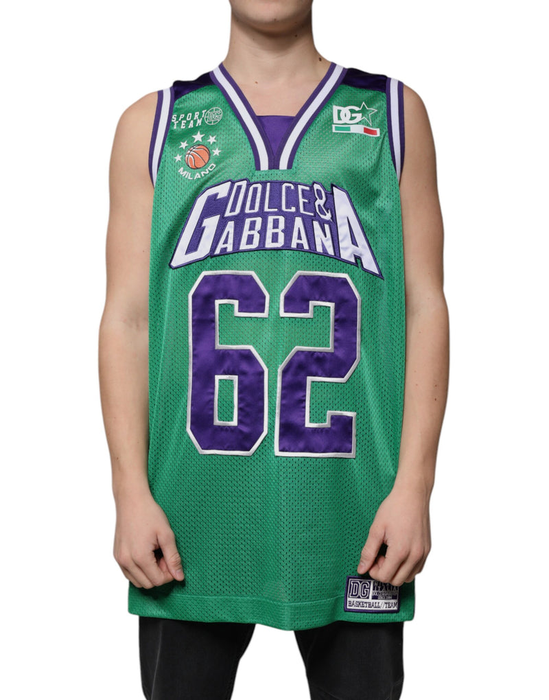 Green Polyester Jersey Sleeveless T-shirt-Dolce & Gabbana-LabelTerrace.com