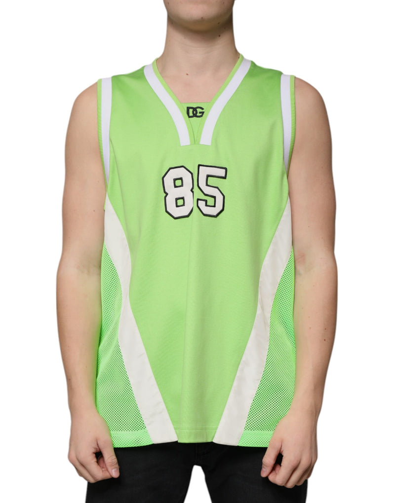 Green Polyester Jersey Sleeveless T-shirt-Dolce & Gabbana-LabelTerrace.com