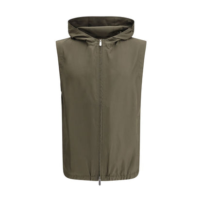 Green Polyester Sleveless Jacket