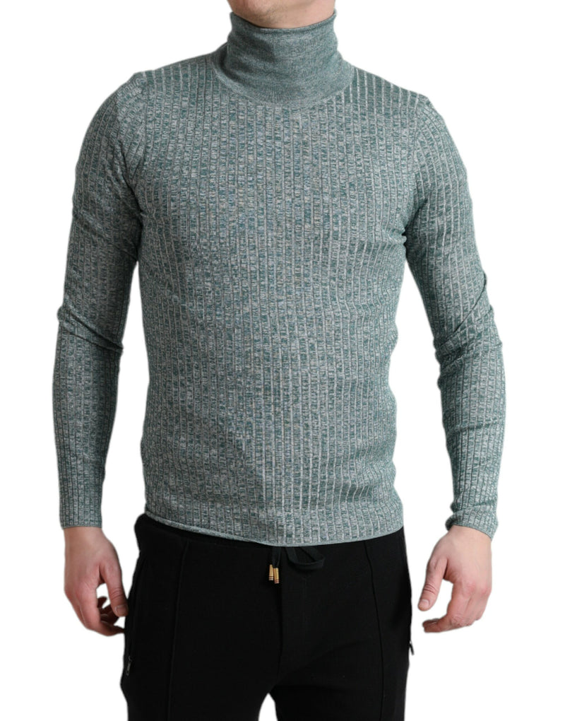 Green Polyester Turtleneck Pullover Sweater-Dolce & Gabbana-LabelTerrace.com