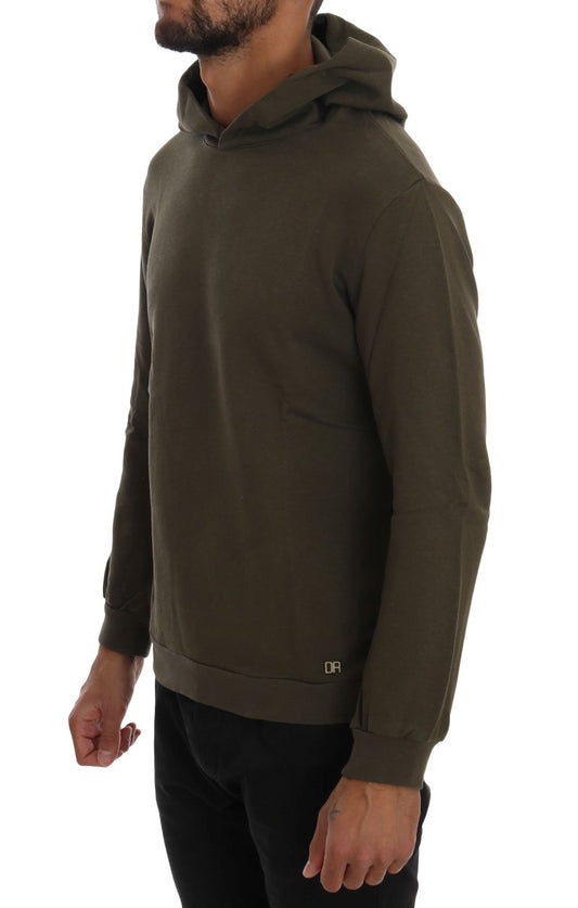 Green Pullover Hodded Cotton Sweater-Daniele Alessandrini-LabelTerrace.com