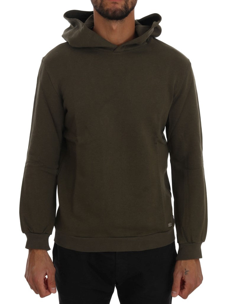 Green Pullover Hodded Cotton Sweater-Daniele Alessandrini-LabelTerrace.com