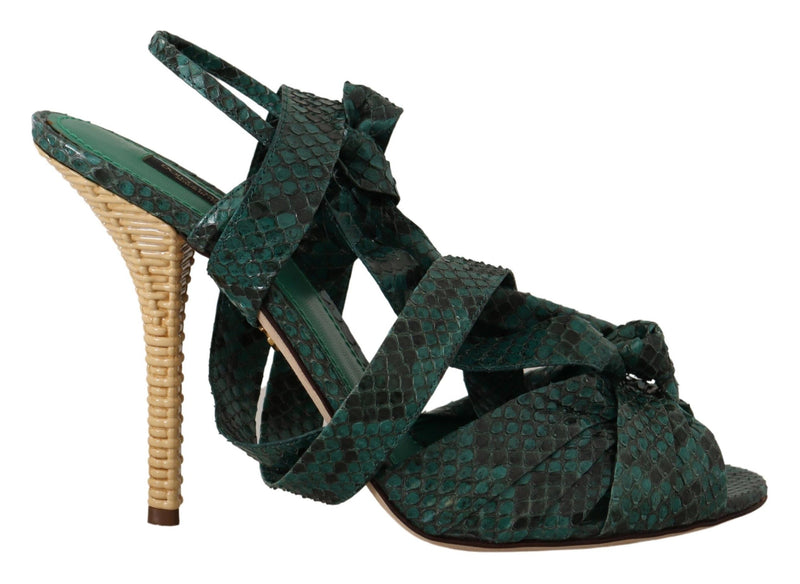 Green Python Strap Sandals Heels Shoes-Dolce & Gabbana-LabelTerrace.com