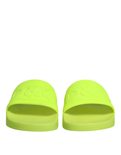 Green Rubber Slides Sandals Beachwear Shoes-Dolce & Gabbana-LabelTerrace.com