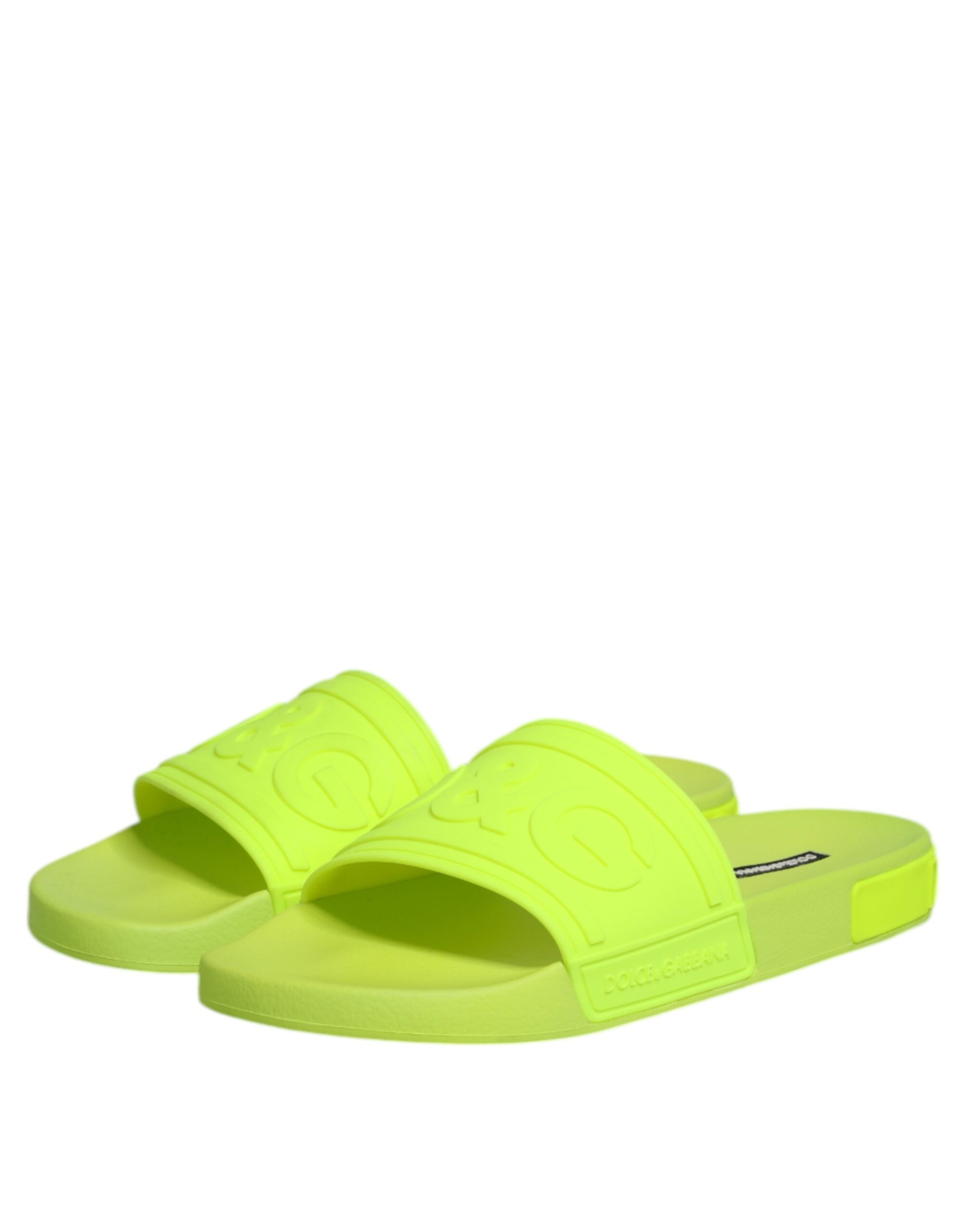 Green Rubber Slides Sandals Beachwear Shoes-Dolce & Gabbana-LabelTerrace.com