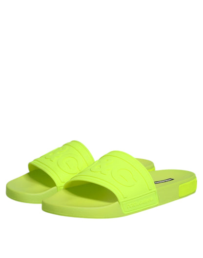Green Rubber Slides Sandals Beachwear Shoes-Dolce & Gabbana-LabelTerrace.com