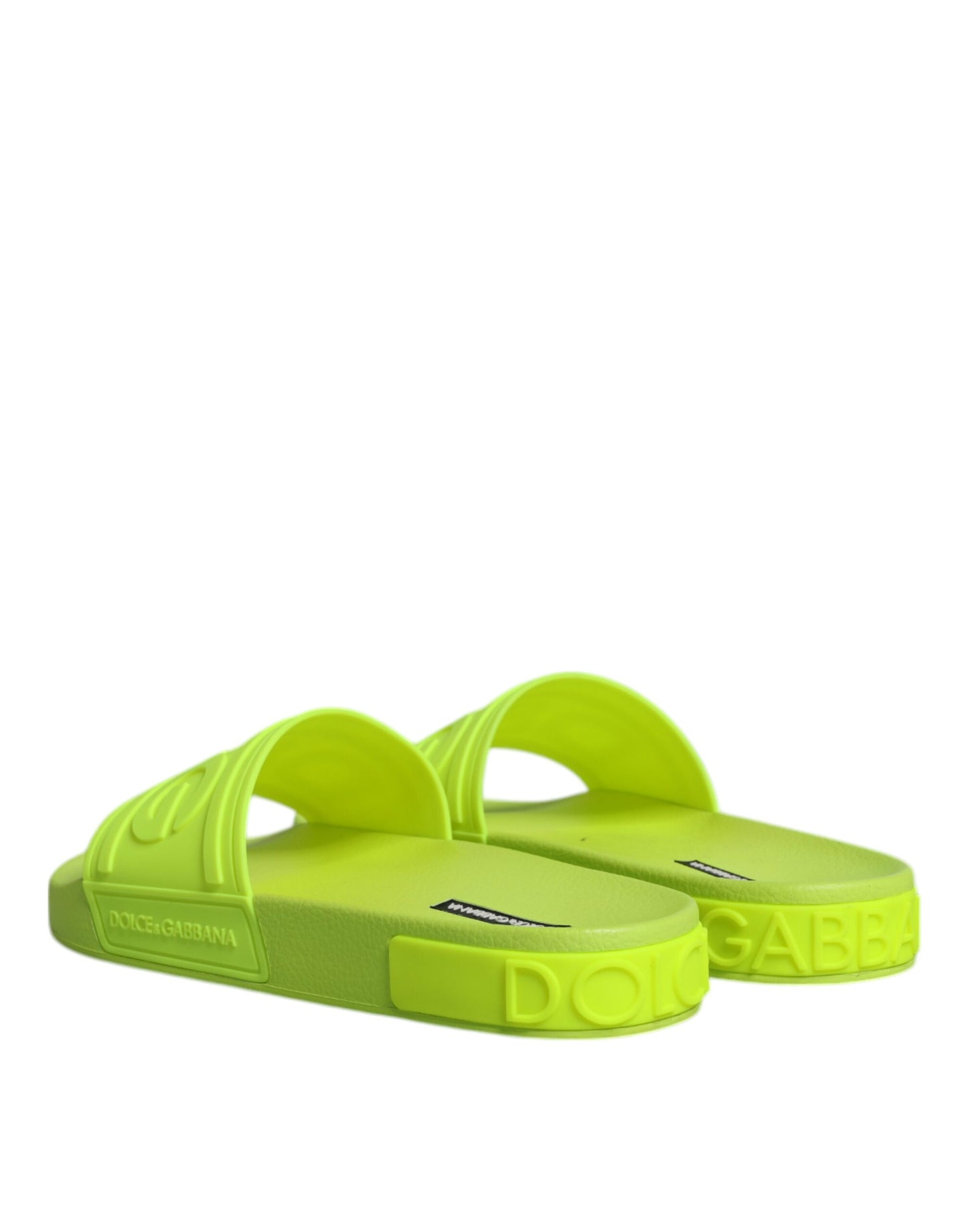 Green Rubber Slides Sandals Beachwear Shoes-Dolce & Gabbana-LabelTerrace.com