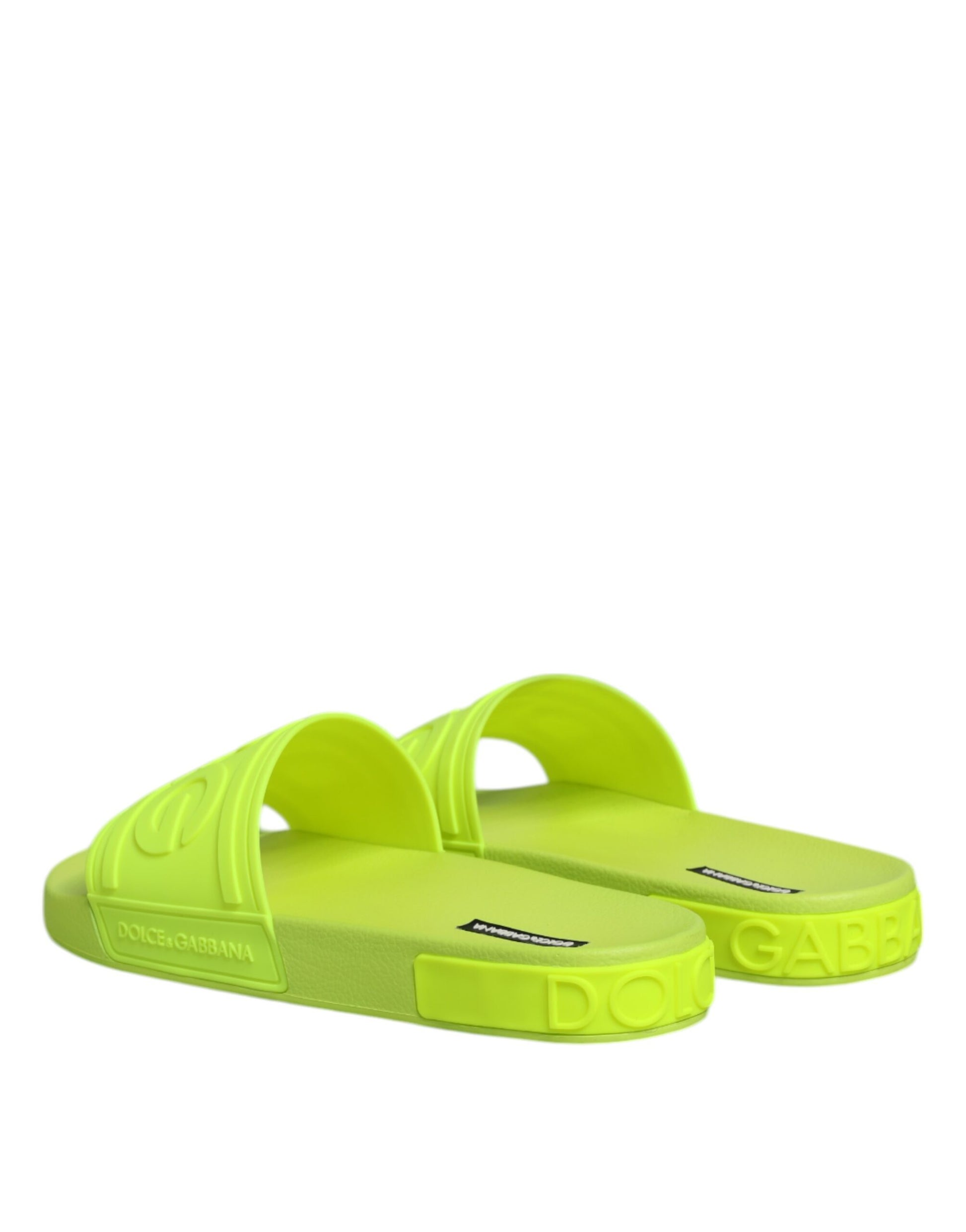 Green Rubber Slides Sandals Beachwear Shoes-Dolce & Gabbana-LabelTerrace.com