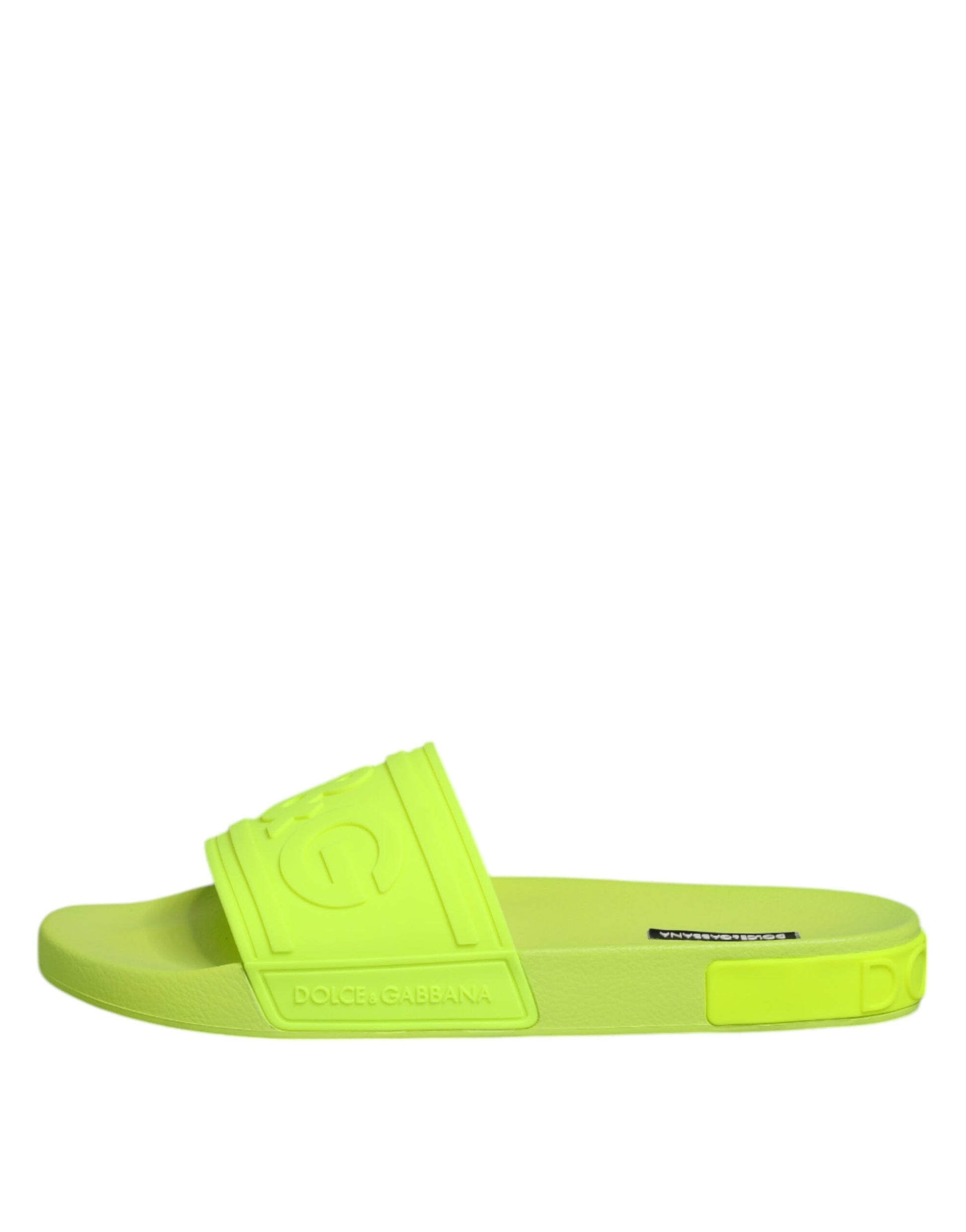 Green Rubber Slides Sandals Beachwear Shoes-Dolce & Gabbana-LabelTerrace.com