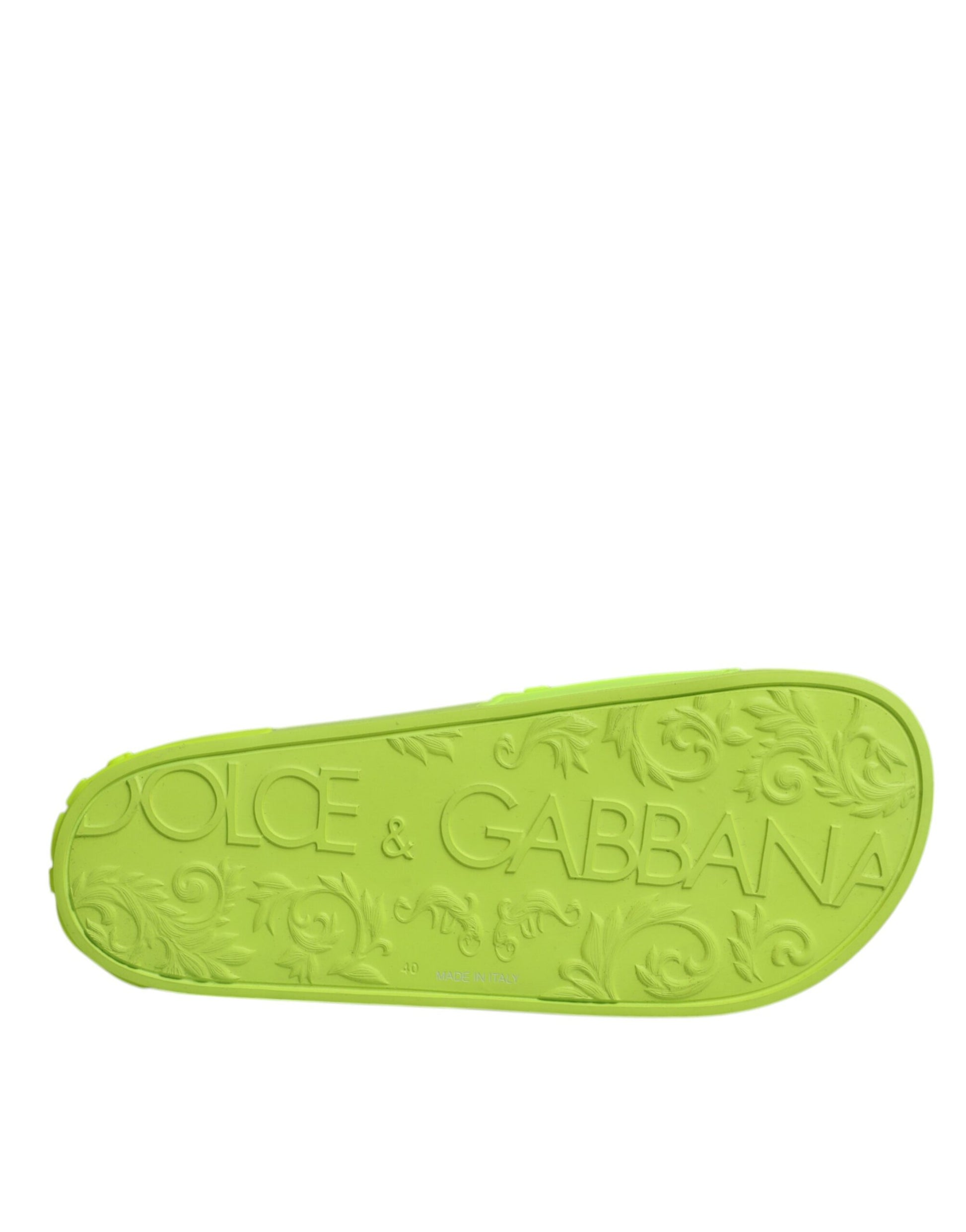 Green Rubber Slides Sandals Beachwear Shoes-Dolce & Gabbana-LabelTerrace.com